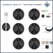 6 Pack Black Cord Organizer Clips for Desk and Nightstand Cable Management