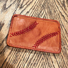 Rawlings Brown Men's Wallet Card Holder w/ Logo, Baseball Stitch Design