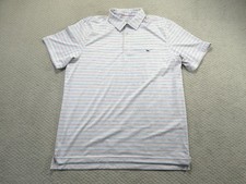 Vineyard Vines Polo Shirt Mens White Large Sankaty Stripe On The Go Performance