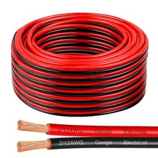 12 Gauge 100 Copper Zip Cable  12/2 AWG American Wire Guage Stranded OFC Red