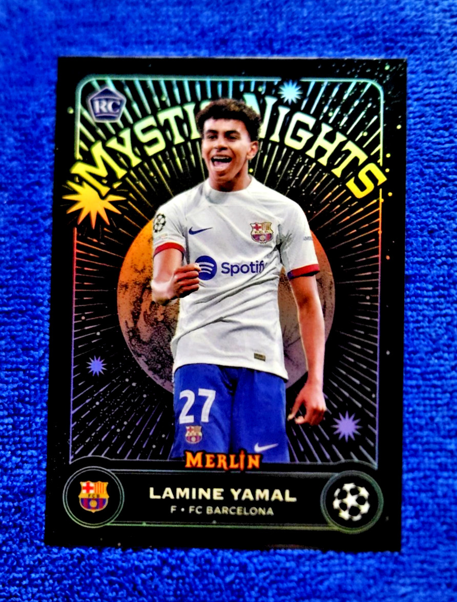 2023-24 Topps Merlin Mystic Nights RC Lamine Yamal Rookie Refractor MN-8 MINT 🔮 view 4