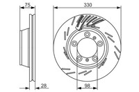 1X Bosch 0 986 479 733 Bremsscheibe FüR Porsche