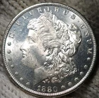 1880-s Morgan Silver Dollar Brilliant Uncirculated Cameo With Slight Mirrors