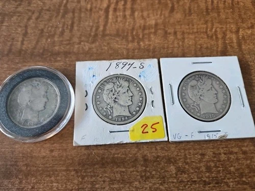 1894-S Barber Half Dollar Nice 1915 Barber And 1900 All Three