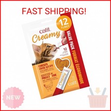 Catit Creamy Lickable Cat Treat, Healthy Cat Treat, Chicken  Liver, 12 Pack