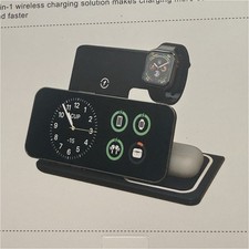 Black Foldable 3-in-1 Fast Wireless Charging Stand for Apple Watch
