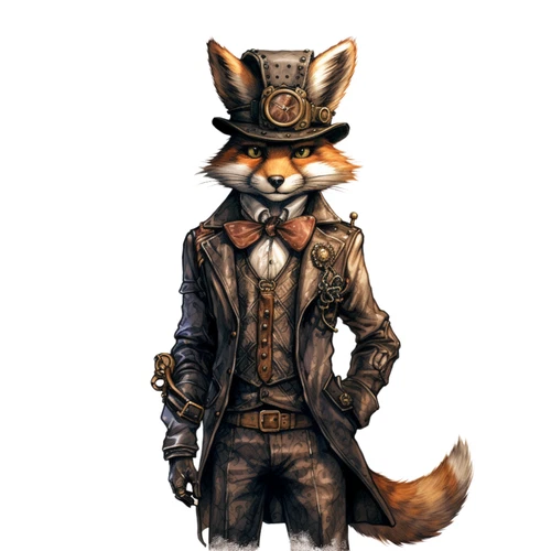 Steampunk Fox Steam Punk Animal Self Adhesive Vinyl Sticker