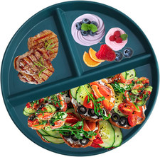 Portion Control Plates 9 Inch 1 Pack, Unbreakable Divided Plate for Adults, 3...