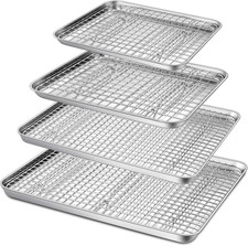 16  12.5  10.4  9 Inch Baking Sheet and Rack Set, Stainless Steel, 8 Pcs