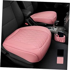 2 Pack Leather Front Car Seat Cover Bottom Car Seat, Anti-Slip and pink-2pcs