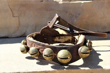 Large Set of Brass Sleigh Bells, Horse Breast Collar Bells, Petal Bells