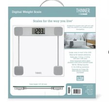 NIB THINNER by CONAIR Digital Glass Weight Scale Silver