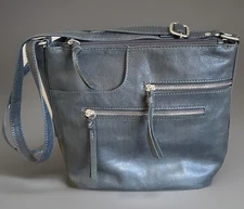Great American Leather Works Gray Leather Shoulder Bag Crossbody Handbag EUC