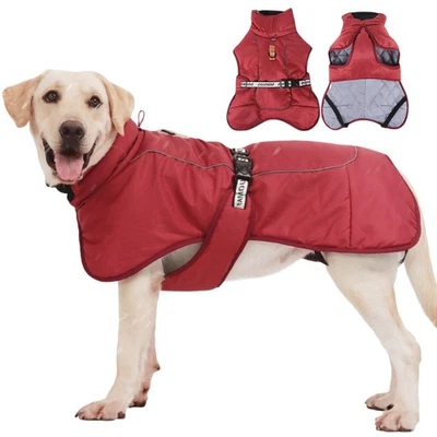 MARKENLOS Großer Hund Regenmantel wasserdicht – warme Winterjacke für Outdoor-Aktivitäten