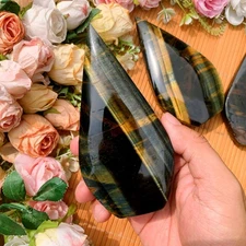 Blue Tiger Eye Free Form - Self-Standing Polished Gemstone Sculpture