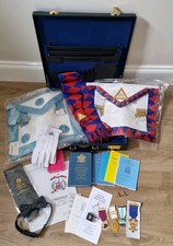 Masonic Regalia Bundle Briefcase Aprons Tie Books Medals Certificates Lodge 2666