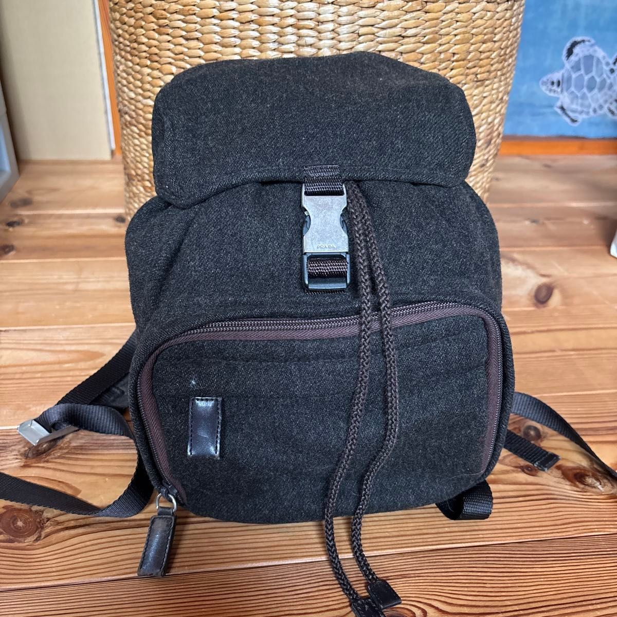 PRADA mini backpack wool backpack dark gray from … - image 1