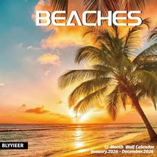 2026 Wall Calendar BEACHES, 12 Months Hangable Wall Calendars, Beach Calendars 2