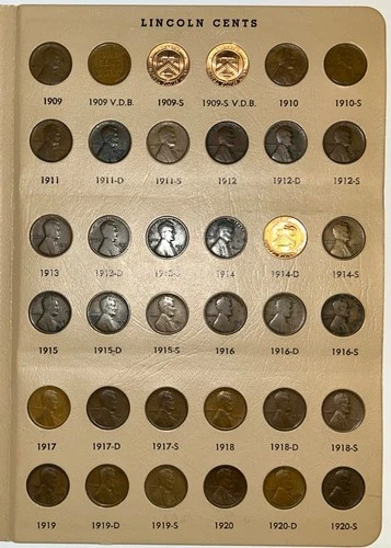 1909-1995 Lincoln Cent Penny Set Collection w/Proofs  244 Coins Dansco Missing 5