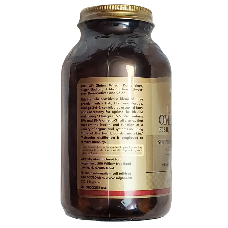 Solgar EFA 1300mg Omega 3-6-9/120 Cápsulas Blandas Pescado Lino Borraja Corazón Articulación Piel Foto 4 de 4