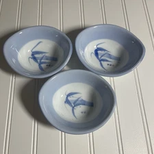 3~Asian, Smooth light blue and White, Nesting Serving Bowls