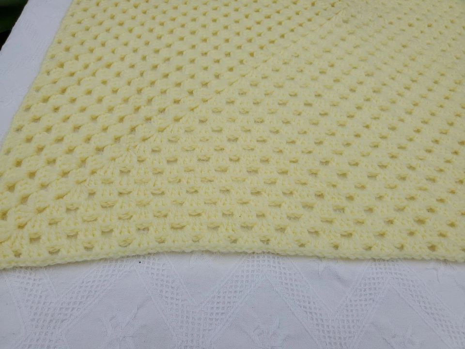 Handmade Crochet Baby Blanket Yellow Floor Time Rug Pram Blanket - image 3 of 4