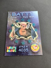 1999 Beanie Babies card 43 Batty the TY dye bat Teal variation