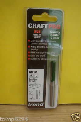 TREND C012X1/4TC C012  7.9MM 5/16'' X 1/4'' SHANK STRAIGHT TCT ROUTER CUTTER BIT 