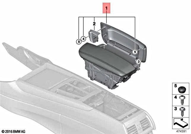 Genuine BMW X5 X6 F15 F16 X5 25d 25dX Armrest Leather Front Middle 