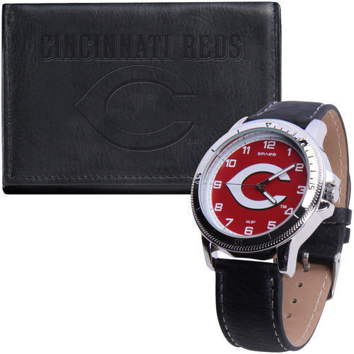 Cincinnati Reds Mens Watch and Black Wallet SPARO Gift Box Set Lic MLB Baseball - Picture 4 of 7