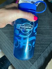 Nalgene Blue Water Droplet Swirl Bottle 32 oz 1000ml Made in USA Good Condition