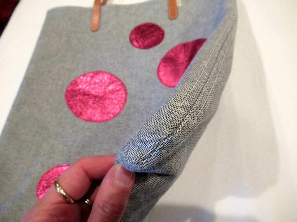 Yolotli волокна искусства синий джинсовой ткани сумка с короткими ручками, кожаные ручки - Изображение 3 из 4