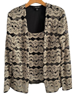 R& M Richard s Blouse Size 14 Gold Multi Sequined Women Blouse