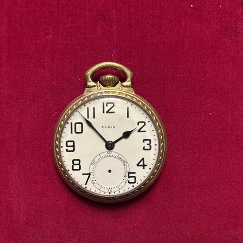 Elgin Vintage 16s 17j Grade 387 Model 7 Gold Filled Pocket Watch, WW2 Era - 第 1/15 張圖片