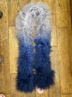 Charlotte Simone real Mongolian Lambswool scarf navy new with tags UK