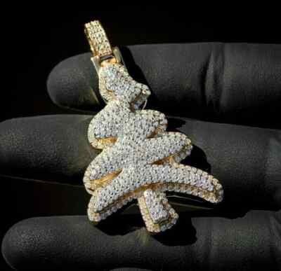 3 Ct Lab Created Diamond Round Christmas Tree Pendant 14K Yellow Gold Plated