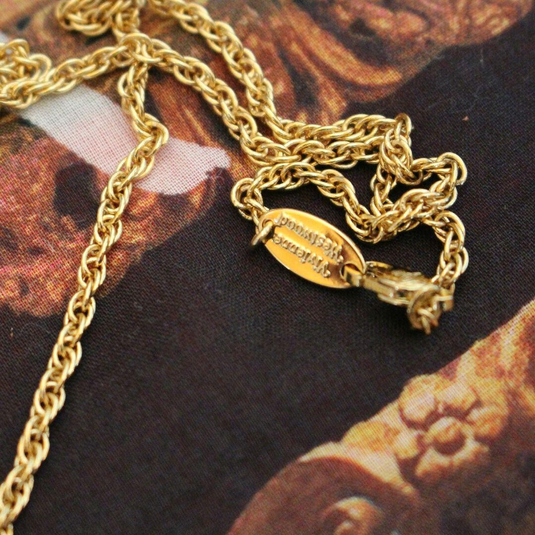 Vivienne Westwood Crystal Teddy Bear Pendant Necklace Gold 75cm 