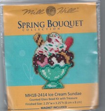 Kit de punto de cruz de molino de ramo de primavera con cuentas de helado