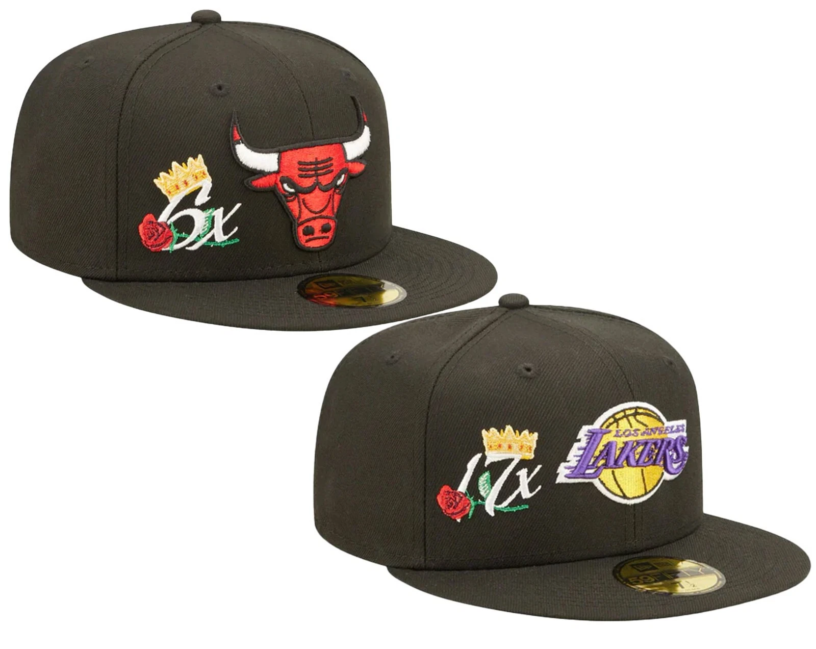 NEW ERA *CLEARANCE* 59FIFTY 5950 Fitted CAP Crown Champs CHICAGO BULLS LA LAKERS