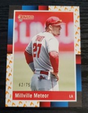 2022 Donruss Variations On Fire #265 Mike Trout RETRO Millville Meteor /75