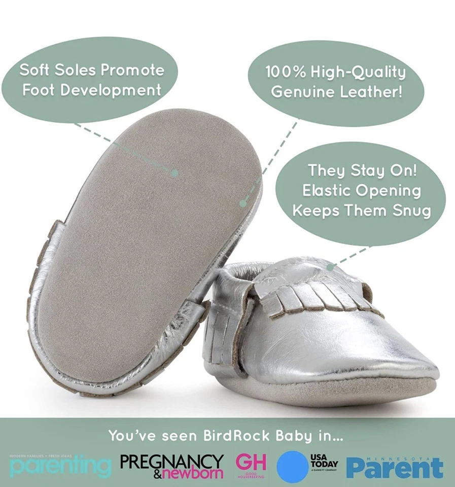 Mocasines metálicos plateados para bebé BirdRock - ¡Niños y niñas! Talla 2.0 Infantil Foto 2 de 3