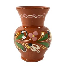 Vintage Hungary Pottery Vase 4  T 2.5  W Studio Art Pottery Flower Deco Redware