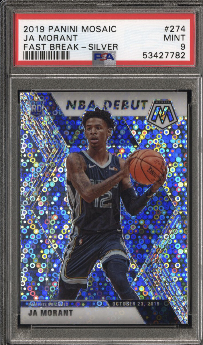 2019-20 Panini Mosaic Silver Fast Break Prizm #274 Ja Morant RC Rookie PSA 9