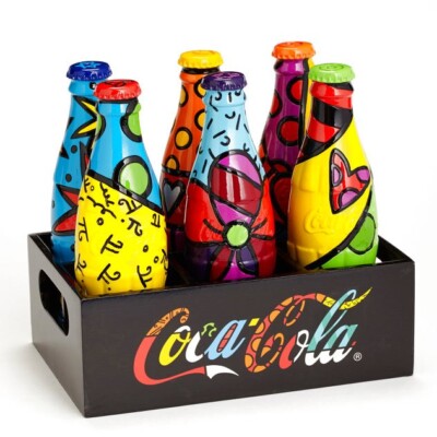Romero Britto Coca-Cola : 6 Bottle Crate Set NIB Retired