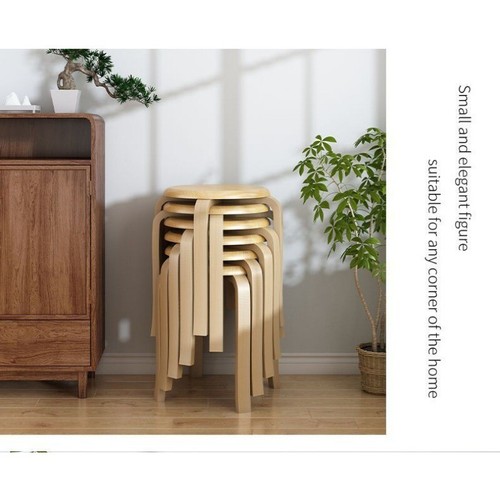 Reinforced storage high stool, curved wooden round stool, multi-layer solid wood - Picture 22 of 29