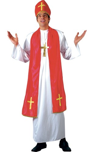 Adult HOLY CARDINAL Priest Church Pope Catholic Bishop Mens Fancy Dress Religion - Picture 3 of 5
