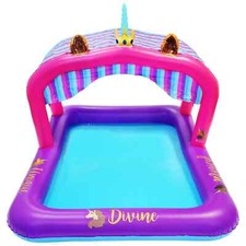 Afro Unicorn 6ft Canopy Kiddie Pool Fits up to 5 Kids