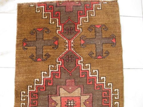 3x10 Vintage Handmade Wool Runner Rug,Oriental Turkish Tribal Runner Farmhouse - Picture 2 of 18
