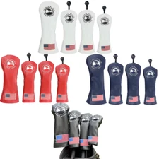 Pebble Beach Flag Golf Head Cover For Driver Fairway Wood Hybrid Club Covers Set