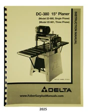 Delta DC-380 15" Planer 22-675 & 22-680 Instruction & Parts List Manual #2025